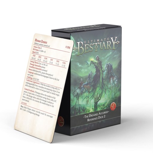 Nord Games Ultimate Bestiary The Dreaded Accursed 5E Reference Deck 2   Dreaded Accursed Tuckbox Front 2 